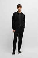 BOSS - Mercerized-cotton tracksuit bottoms with stripe waistband Black