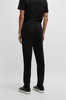 BOSS - Mercerized-cotton tracksuit bottoms with stripe waistband Black