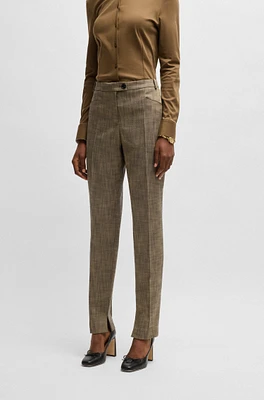 Relaxed-fit trousers melange stretch sharkskin fabric