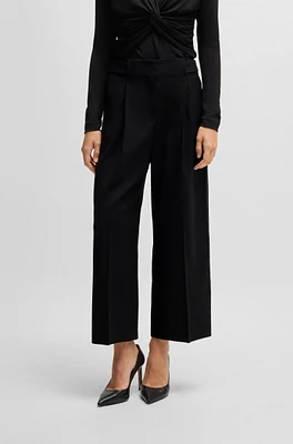 Regular-fit high-waisted trousers wool