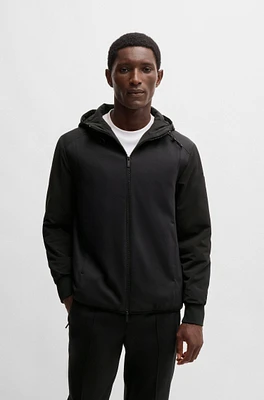 Hooded regular-fit jacket mixed materials