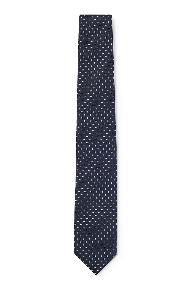 Silk-blend tie with jacquard-woven pattern