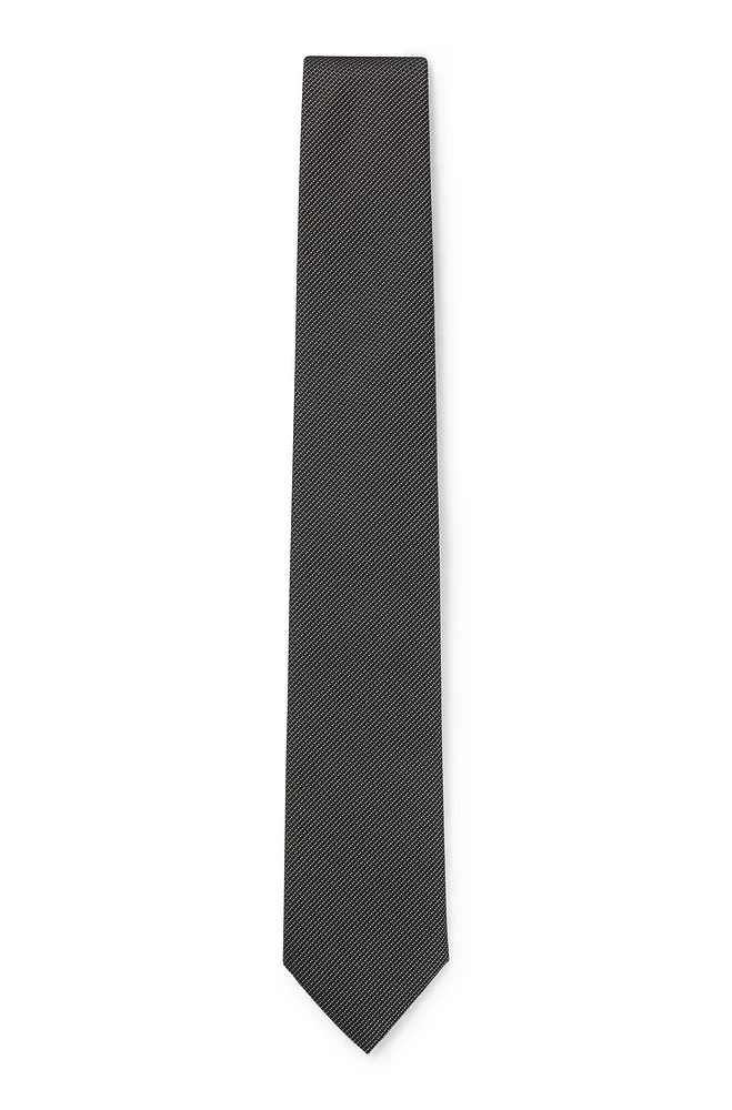 BOSS - Silk-blend tie in micro-pattern jacquard - Black