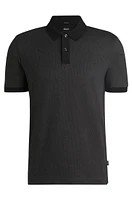 Mercerized-cotton polo shirt with micro pattern