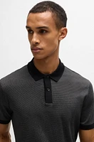 Mercerized-cotton polo shirt with micro pattern