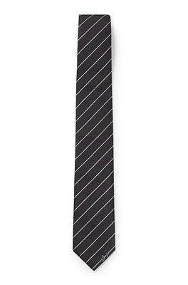 BOSS - Silk-jacquard tie with diagonal stripes - Black