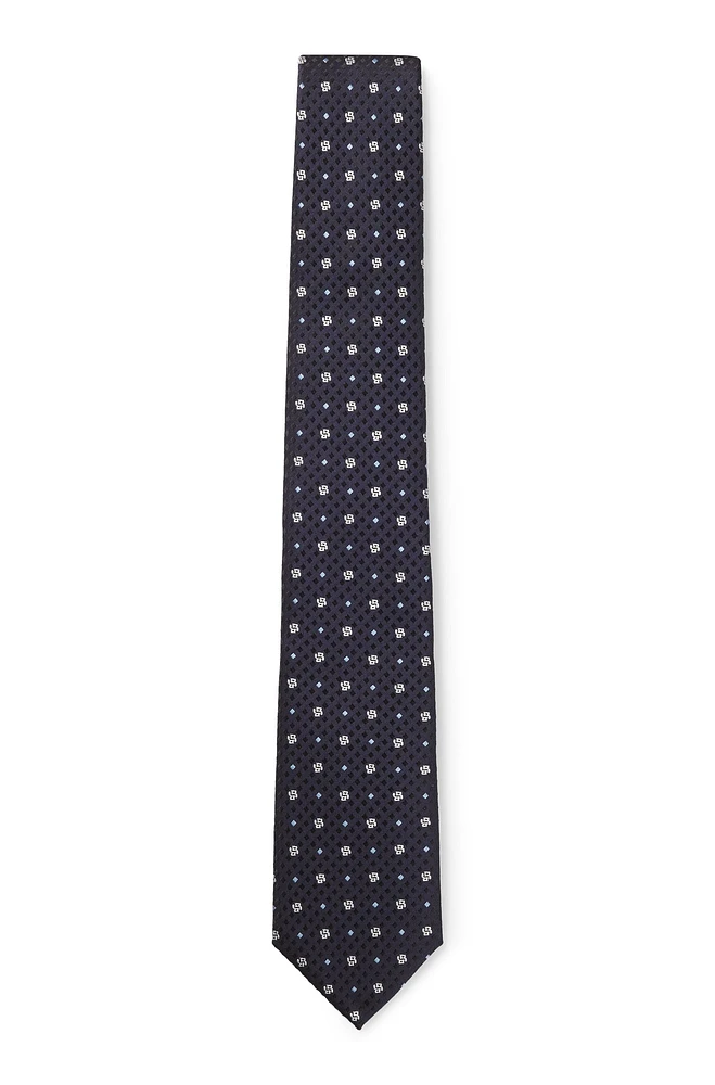 Silk tie with jacquard Double B monograms