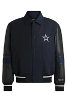 BOSS x NFL mixed-material jacket with faux-leather sleeves