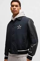 BOSS x NFL mixed-material jacket with faux-leather sleeves