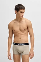 Three-pack of stretch-cotton trunks with logo waistbands