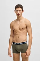 Three-pack of stretch-cotton trunks with logo waistbands