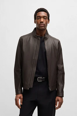 BOSS SELECTED BY SHOHEI OHTANI Regular-fit jacket grained nappa leather