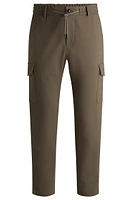 BOSS - Tapered-fit cargo trousers double-weave stretch cotton Light Green