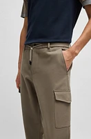 BOSS - Tapered-fit cargo trousers double-weave stretch cotton Light Green