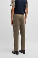 BOSS - Tapered-fit cargo trousers double-weave stretch cotton Light Green