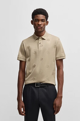 Mercerized-cotton polo shirt with Double B monograms