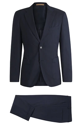 Slim-fit suit a striped wool blend