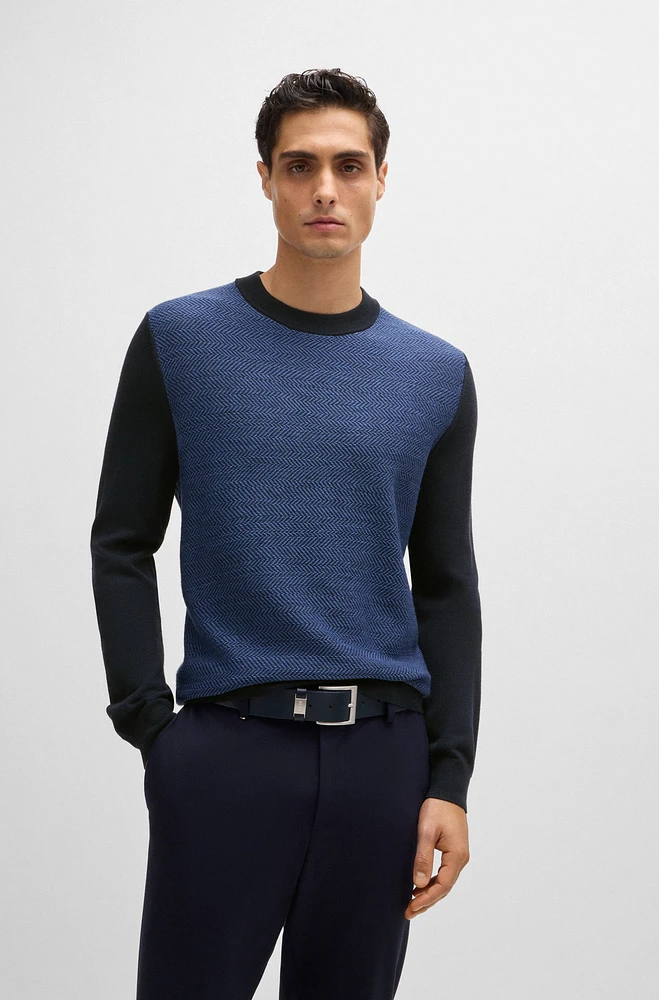 Regular-fit sweater with herringbone structure