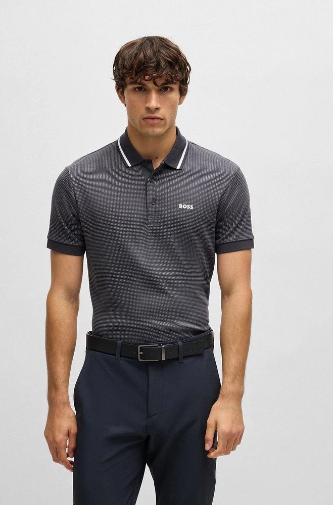 BOSS - Paddy polo shirt cotton jacquard Dark Blue