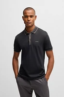 Interlock-cotton polo shirt with striped collar