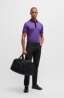 BOSS - Interlock-cotton polo shirt with striped collar Dark Purple