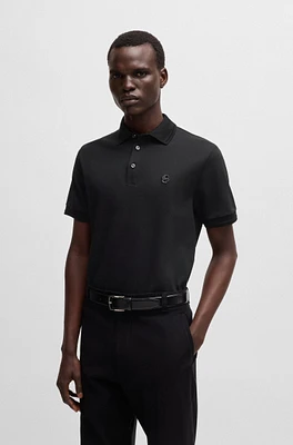 BOSS - Cotton-piqué polo shirt with Double B monogram Black