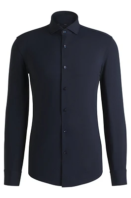 Slim-fit shirt structured performance-stretch jersey