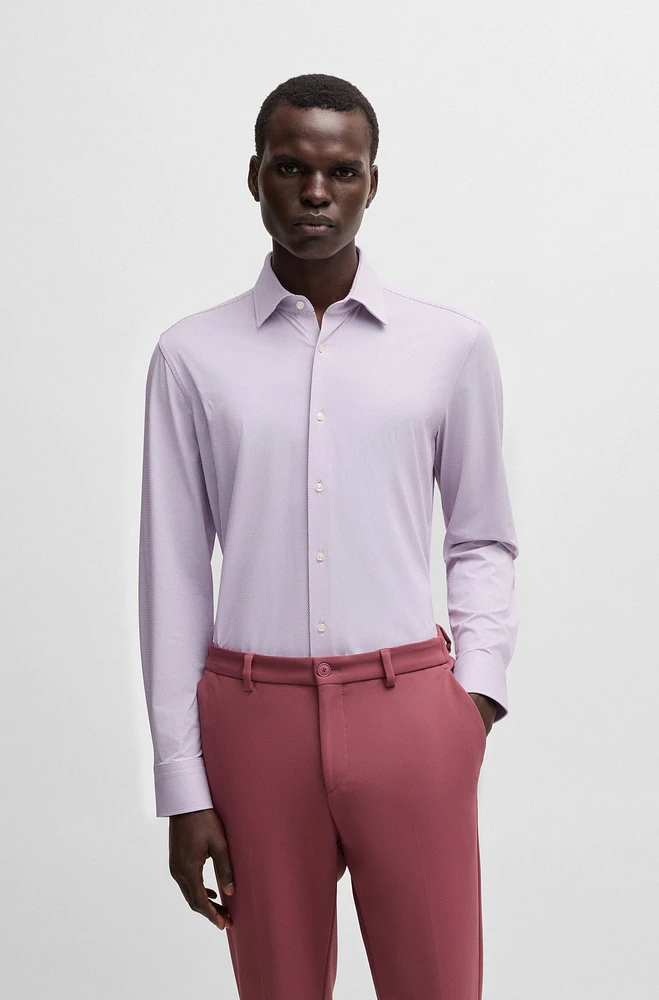 Slim-fit shirt micro-structured performance-stretch jersey