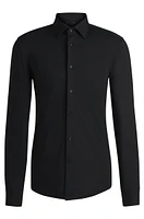 Slim-fit shirt textured performance-stretch jersey