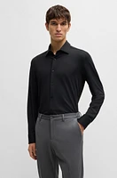 Slim-fit shirt textured performance-stretch jersey