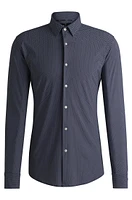 Slim-fit shirt geometric-print performance-stretch jersey