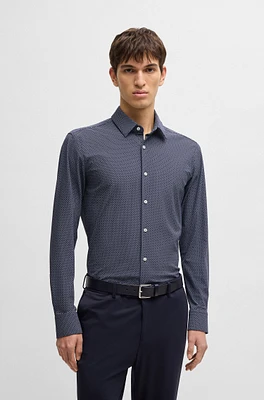 Slim-fit shirt geometric-print performance-stretch jersey