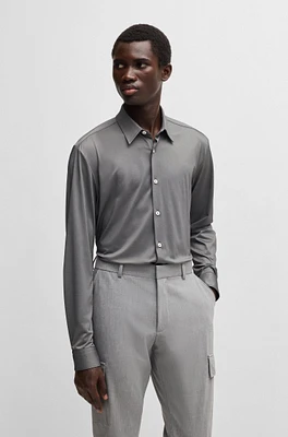 Slim-fit shirt structured performance-stretch fabric