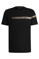 Regular-fit T-shirt stretch cotton with logo stripe