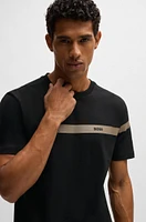 Regular-fit T-shirt stretch cotton with logo stripe