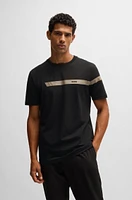 Regular-fit T-shirt stretch cotton with logo stripe