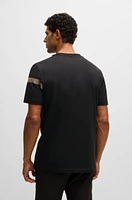 Regular-fit T-shirt stretch cotton with logo stripe