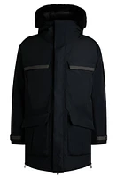 Water-repellent parka jacket with detachable fleece trim