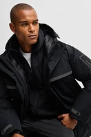 Water-repellent parka jacket with detachable fleece trim