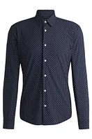 Slim-fit shirt geometric-print performance-stretch fabric