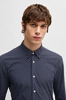 Slim-fit shirt geometric-print performance-stretch fabric