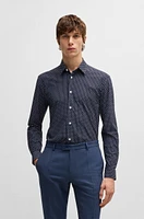 Slim-fit shirt geometric-print performance-stretch fabric