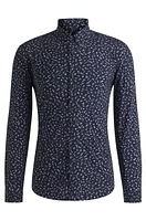 Slim-fit shirt printed performance-stretch fabric