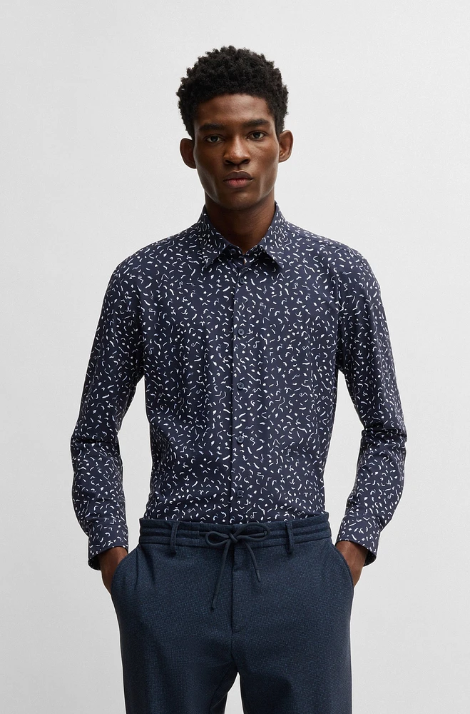 Slim-fit shirt printed performance-stretch fabric