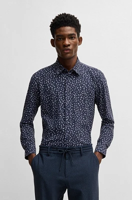 Slim-fit shirt printed performance-stretch fabric