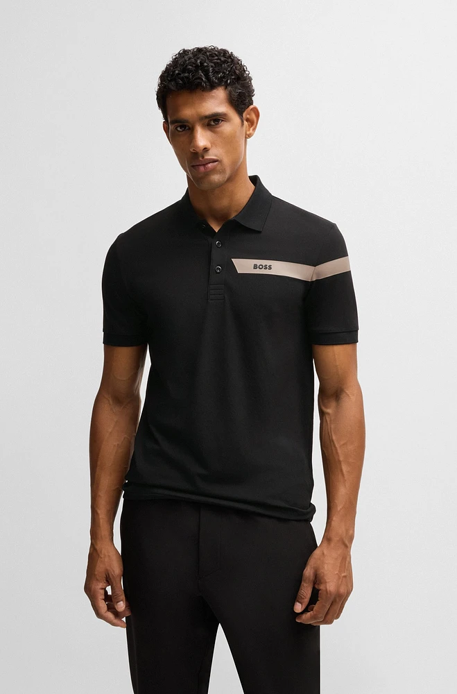 Slim-fit polo shirt with logo stripe