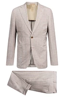 Slim-fit suit checked wool, silk and linen