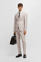 Slim-fit suit checked wool, silk and linen