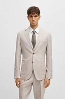 Slim-fit suit checked wool, silk and linen