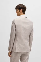 Slim-fit suit checked wool, silk and linen